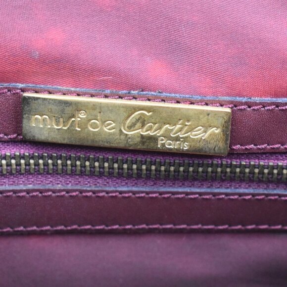 MUST DE CARTIER 2C Logo Hand Shoulder Bag Travel Leather Red 158-082225 - Picture 15 of 16